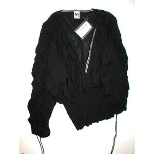 NWT Designer M Missoni Womens 10 Sweater 46 Black Cashmere Silk New Ruched Top